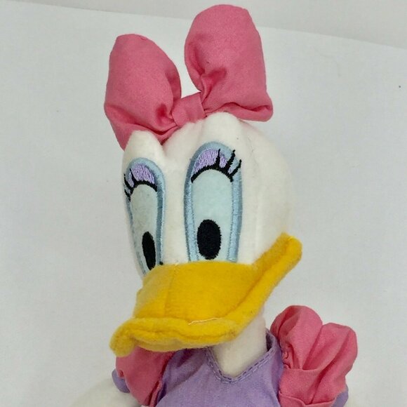 Diseny Daisy Duck 10" Plush Toy Pink Bow Purple Dress Mini Bean Bag Plushie - Picture 4 of 12